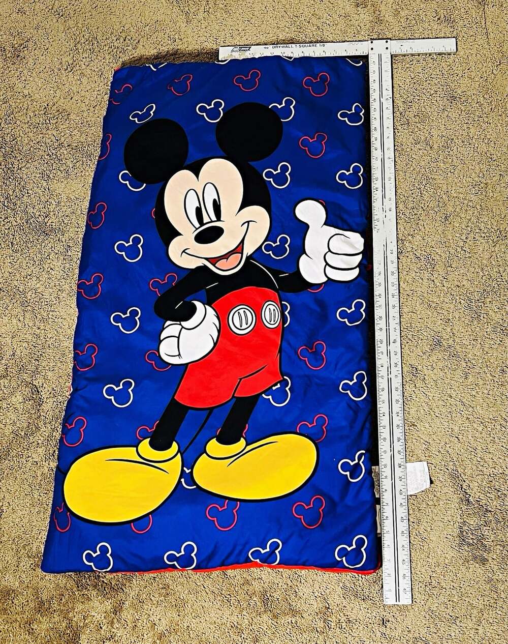 Disney Mickey Mouse Kids Sleeping Bag 26x46 Blue/Red Polyester Zip Washable